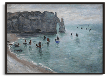 Reproduction Étretat porte d'Aval et bateaux Monet – peinture à l'huile
